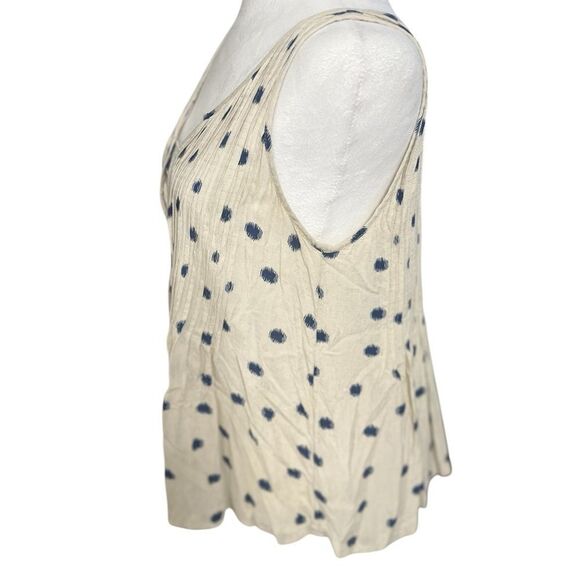 Anthropologie Maeve Saona Polka Dot Tank Pleat Swing Tan Blue medium 8 - Picture 6 of 14